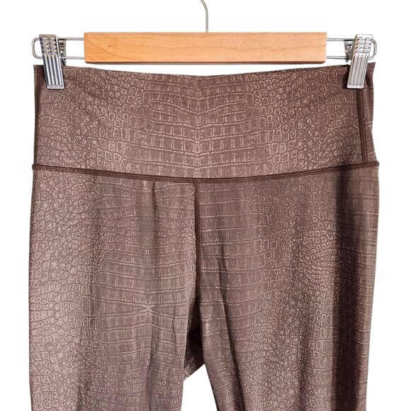 Varley Pants Brown Tan Medium Women's Luna Leggings Animal Alligator Print - Picture 3 of 8